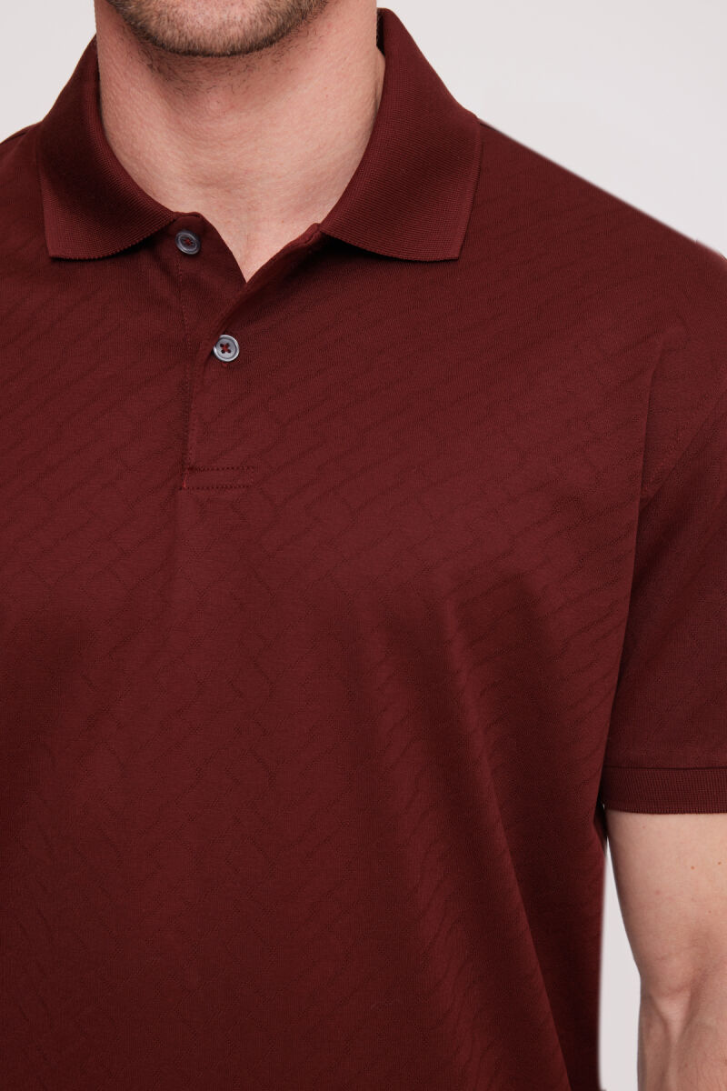 Erkek Bordo Polo Yaka Desenli TShirt - 4