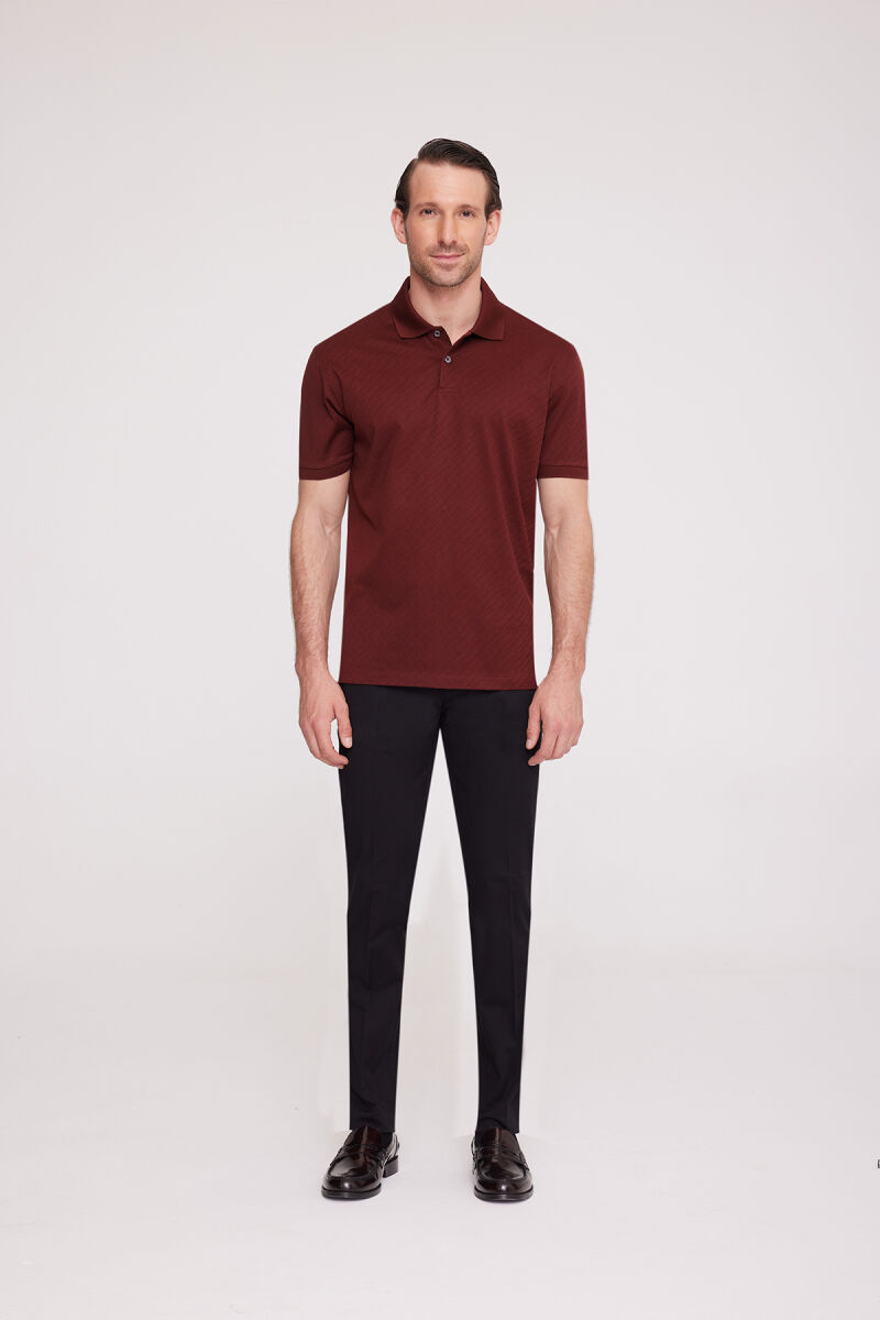 Erkek Bordo Polo Yaka Desenli TShirt - 3