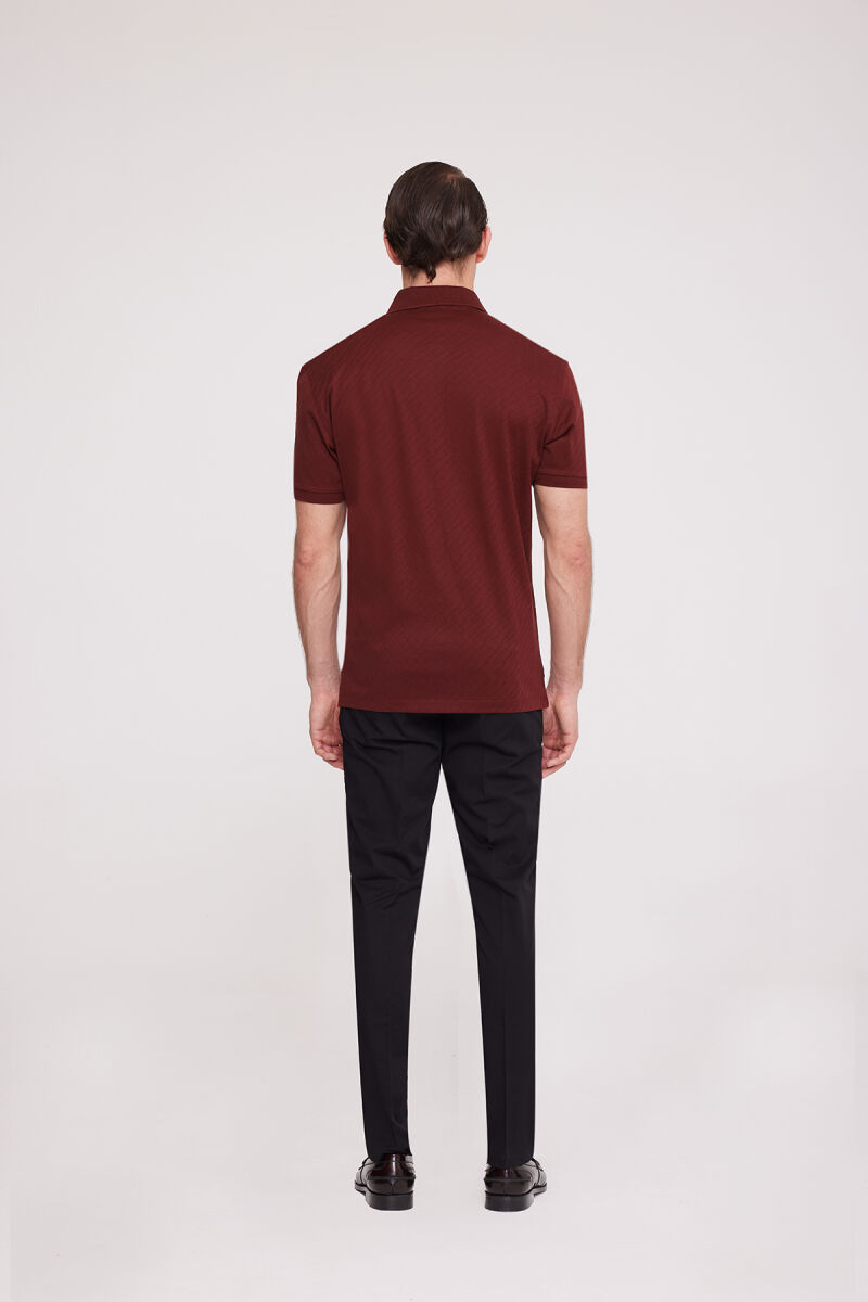 Erkek Bordo Polo Yaka Desenli TShirt - 5