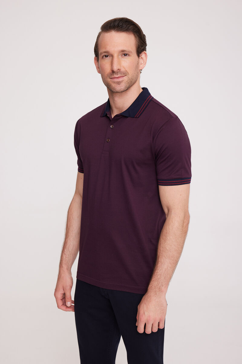 Erkek Bordo Polo Yaka Desenli TShirt - 3