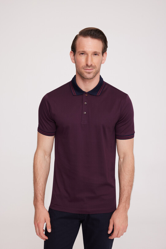 Erkek Bordo Polo Yaka Desenli TShirt