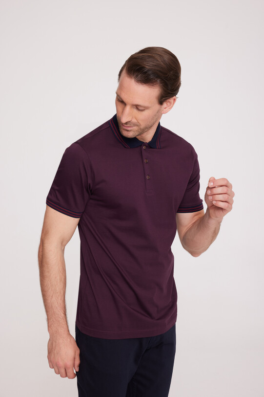 Erkek Bordo Polo Yaka Desenli TShirt