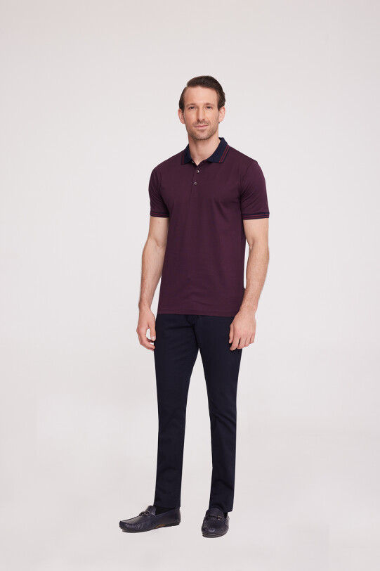 Erkek Bordo Polo Yaka Desenli TShirt