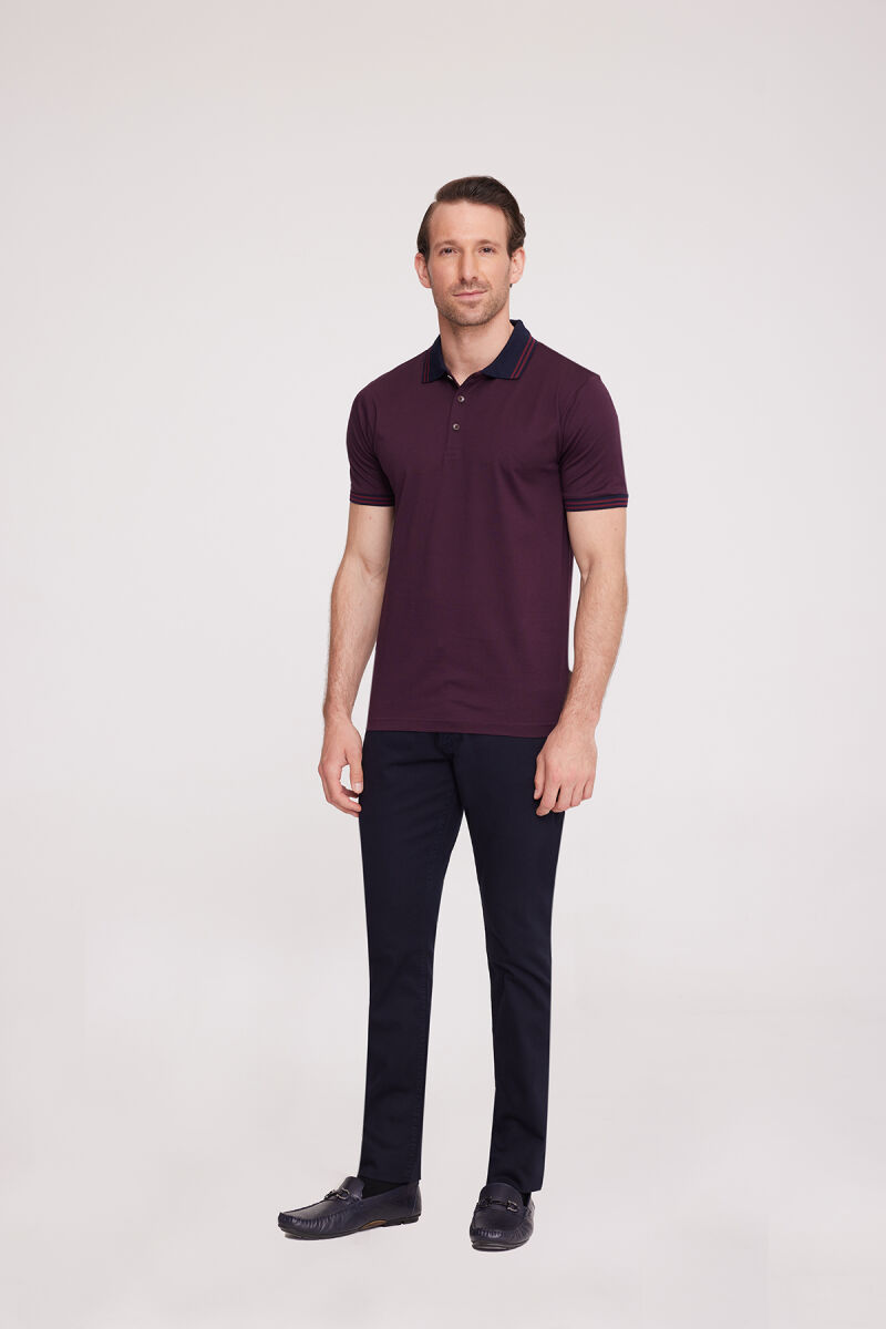 Erkek Bordo Polo Yaka Desenli TShirt - 4