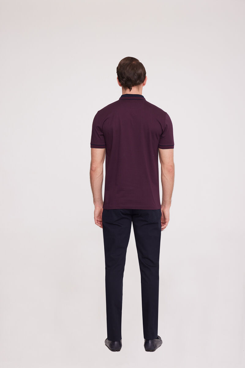 Erkek Bordo Polo Yaka Desenli TShirt - 6