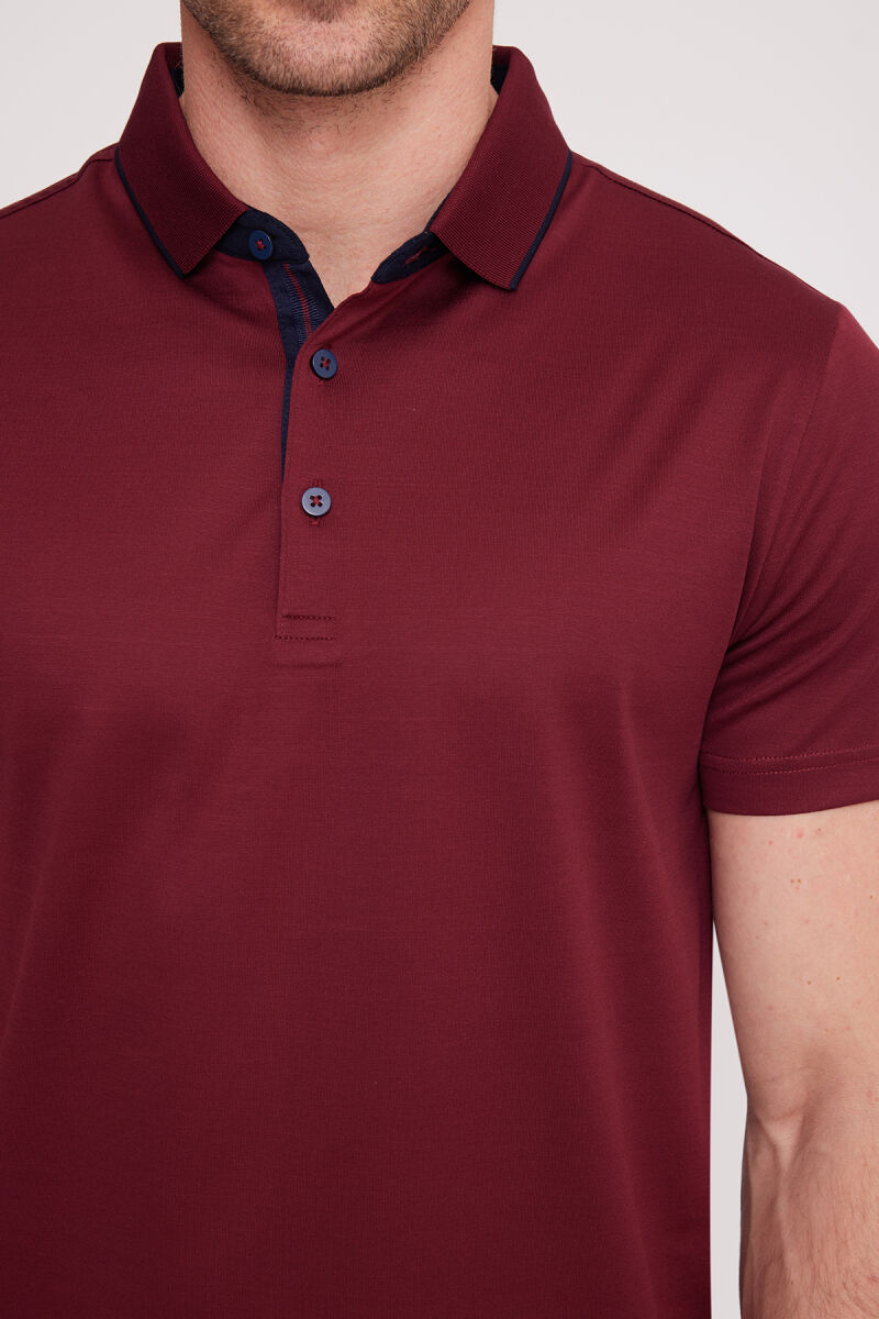 Erkek Bordo Polo Yaka T-Shirt - 4