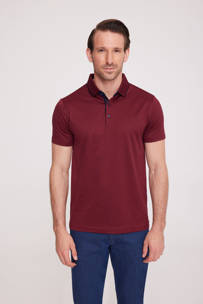 Erkek Bordo Polo Yaka T-Shirt - 2