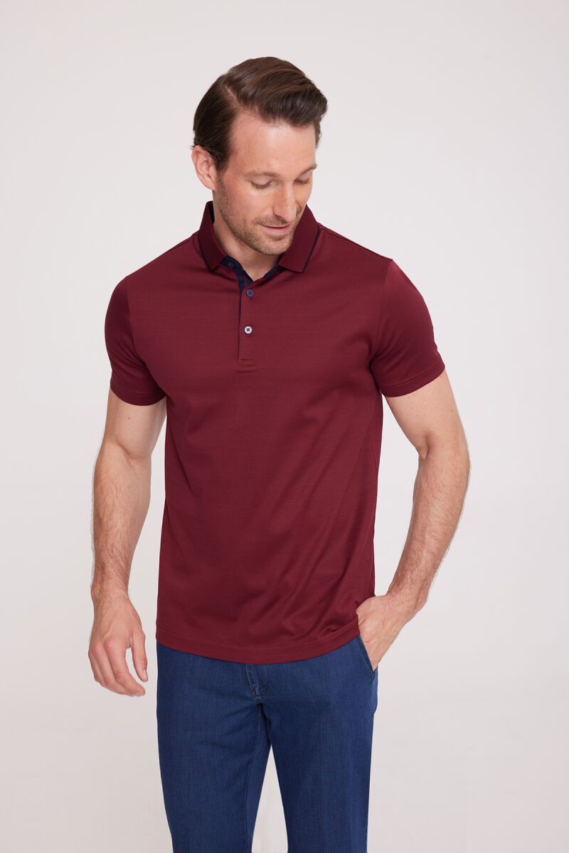 Erkek Bordo Polo Yaka T-Shirt - 1