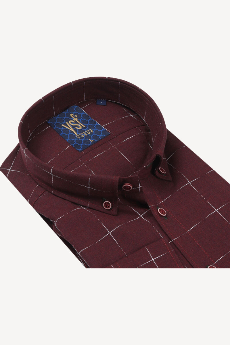 Erkek Bordo Regular Fit Uzun Kollu Gömlek - 2