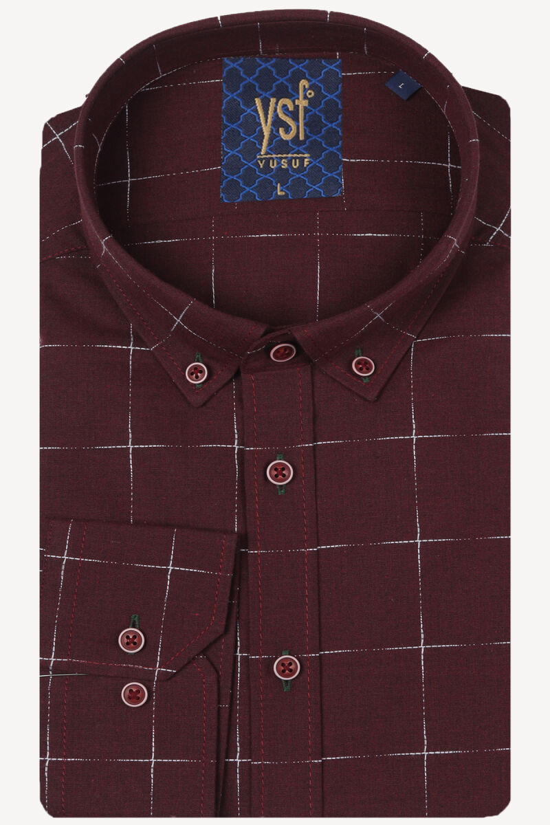 Erkek Bordo Regular Fit Uzun Kollu Gömlek - 3