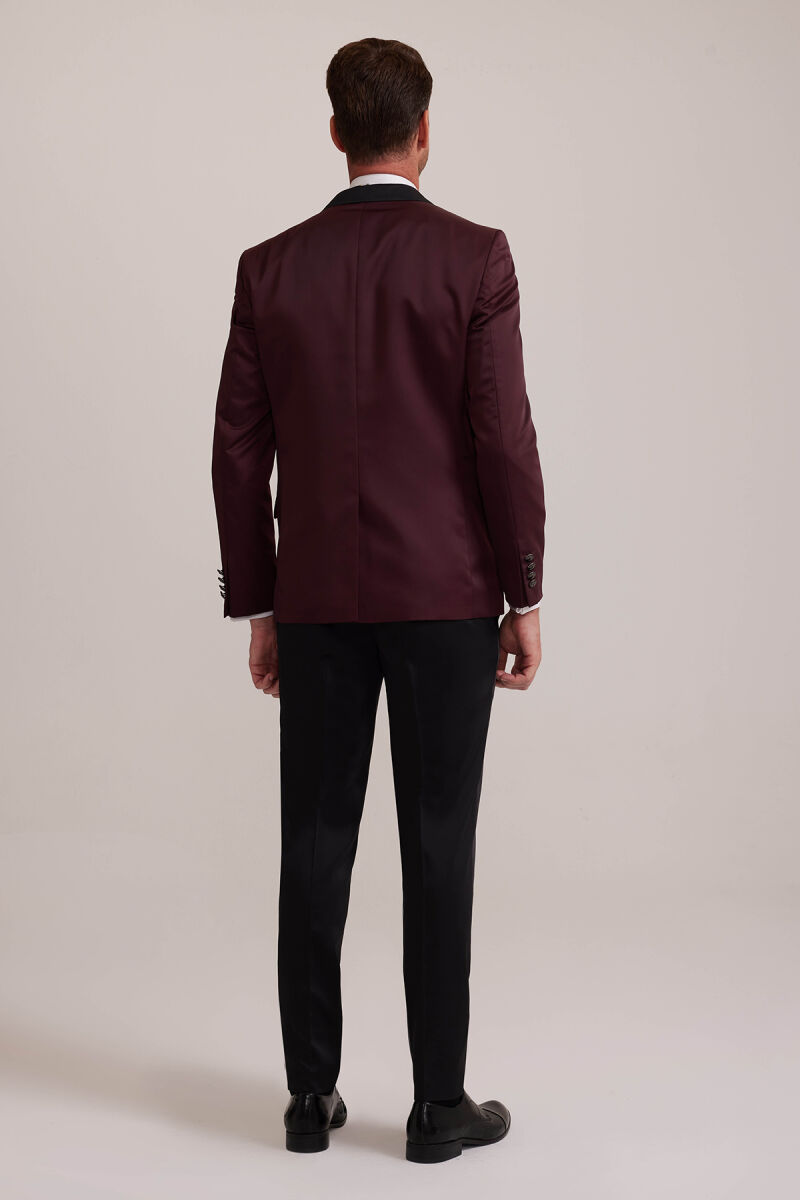 Erkek Bordo Slim Fit Mono Yaka Damatlık - 10