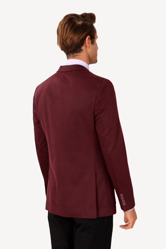 Erkek Bordo Spor Desenli Yünlü Ceket