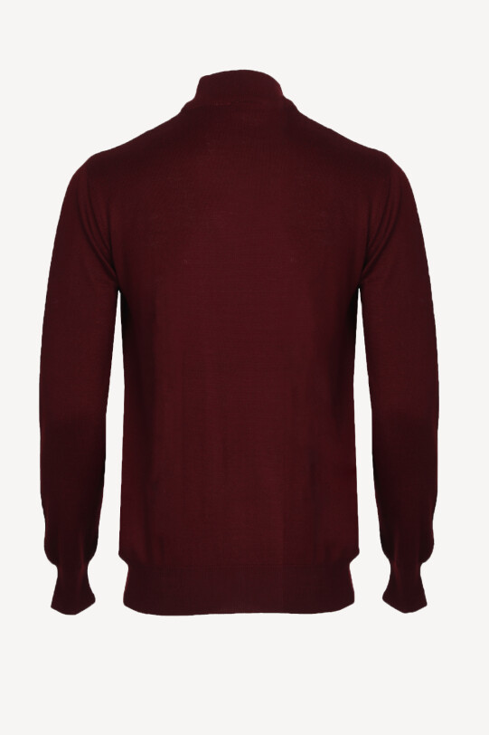 Erkek Bordo Yarım Balıkçı Yaka Klasik Triko