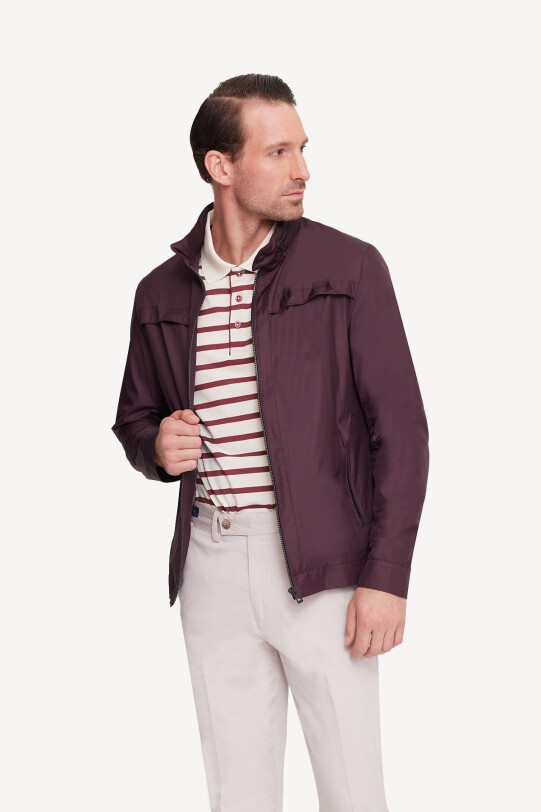 Erkek Bordo Yazlık Spor Mont Kapüşonlu