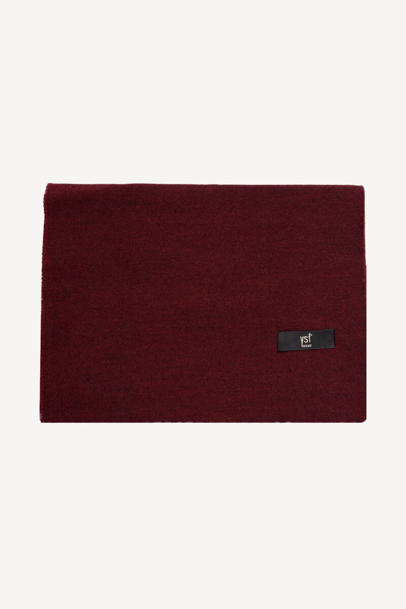 Erkek Bordo Yünlü Düz Kaşkol - 1