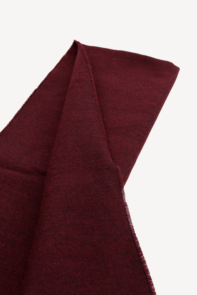 Erkek Bordo Yünlü Düz Kaşkol - 2