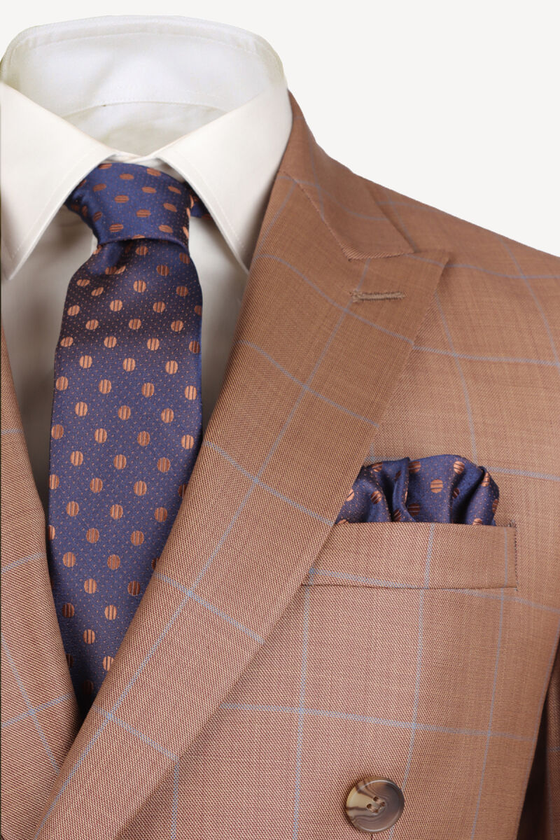 Erkek Camel Ekose Regular Fit Takım Elbise - 3