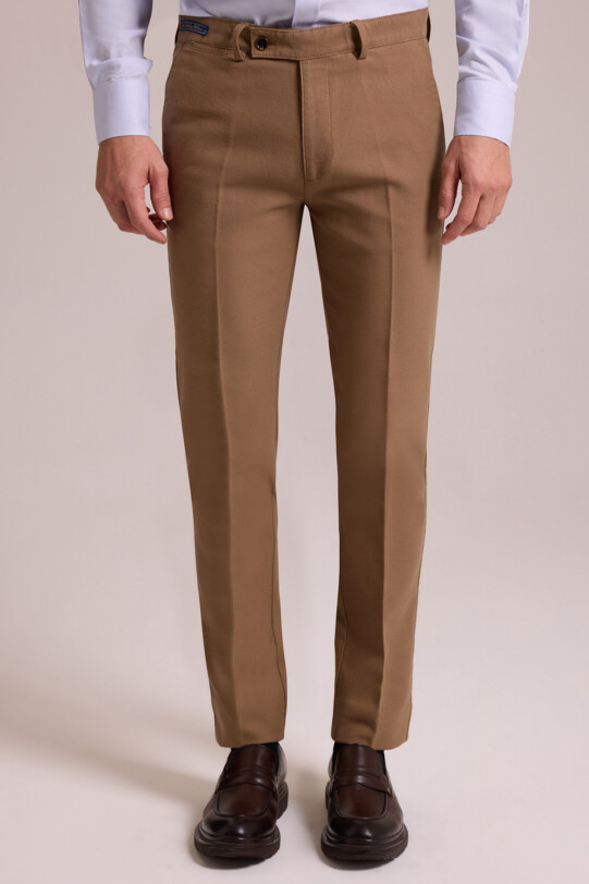 Erkek Camel Regular Fit Kanvas Pantolon