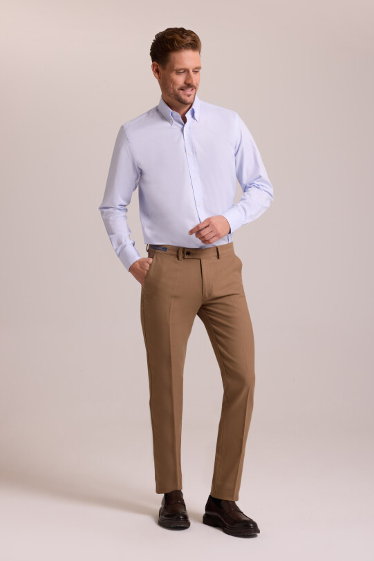 Erkek Camel Regular Fit Kanvas Pantolon