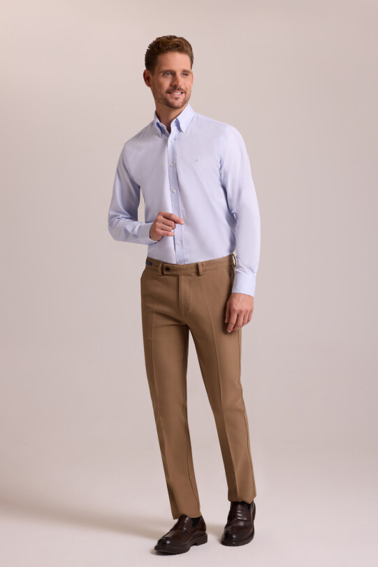 Erkek Camel Regular Fit Kanvas Pantolon
