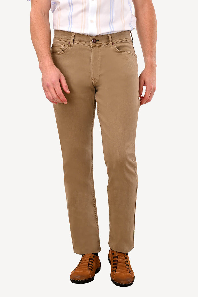 Erkek Camel Slim Fit Kanvas Pantolon - 2