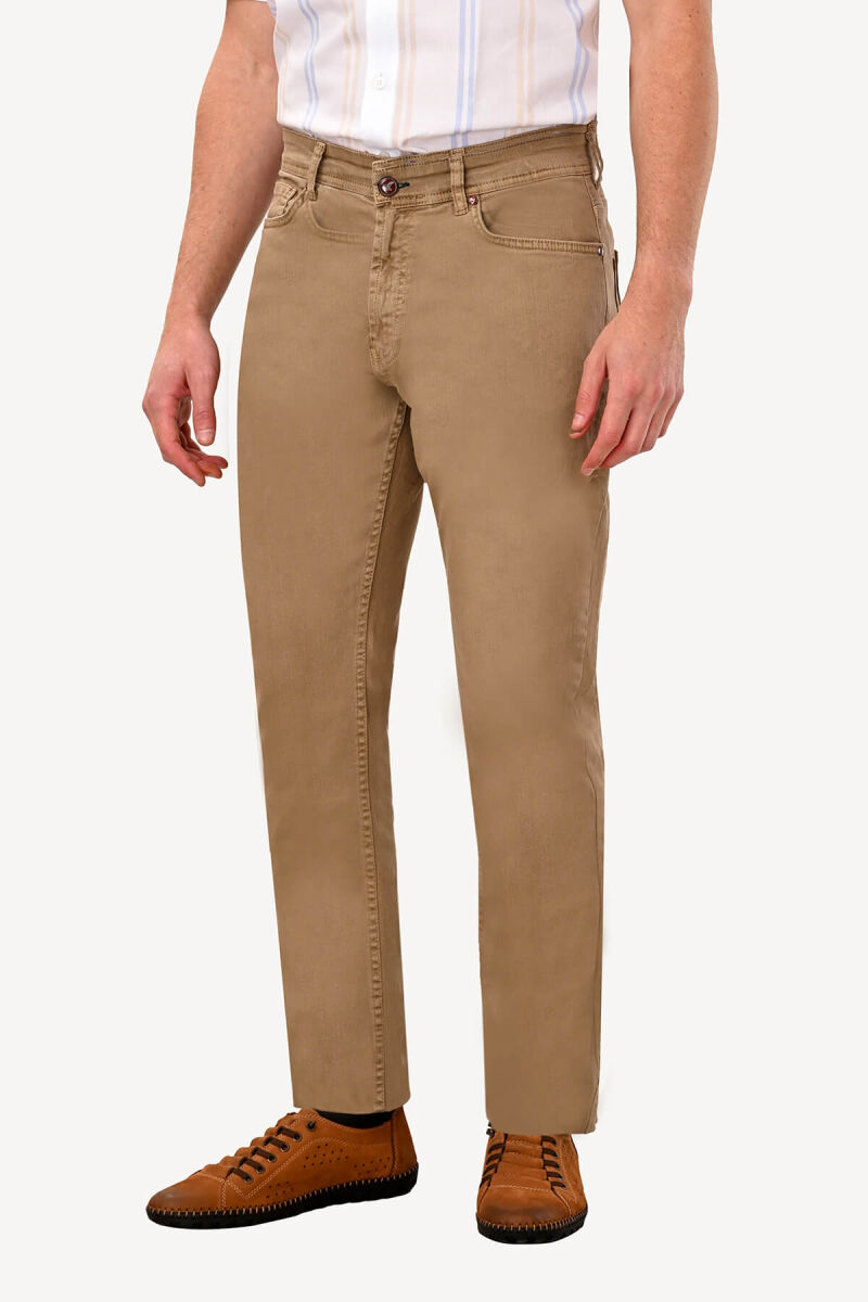 Erkek Camel Slim Fit Kanvas Pantolon - 3