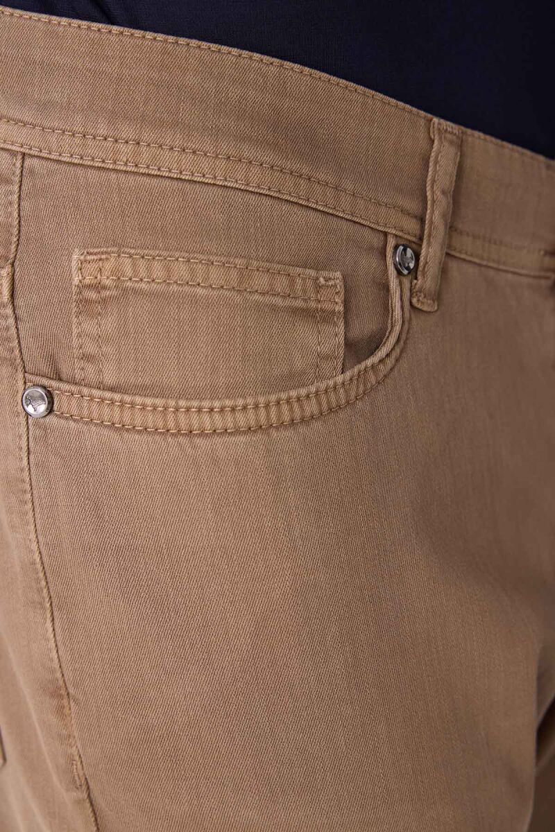 Erkek Camel Slim Fit Üst Cep Kanvas Pantolon - 7