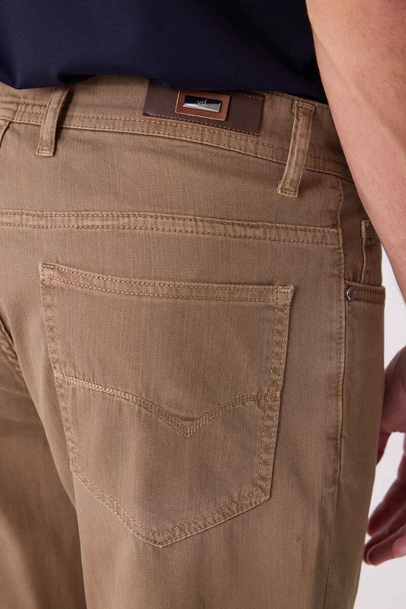 Erkek Camel Slim Fit Üst Cep Kanvas Pantolon - 8