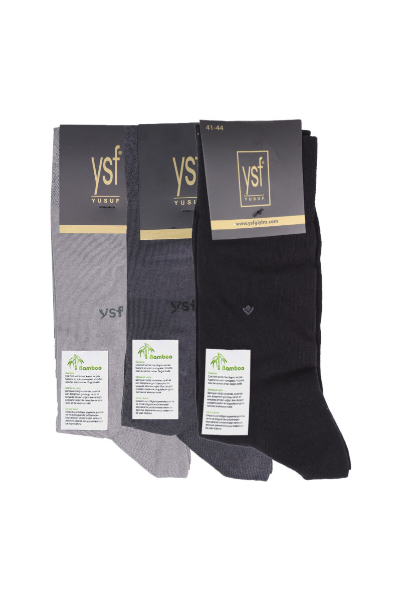 Erkek Çok Renkli Dikişsiz Bambu 3Lü Çorap - 1