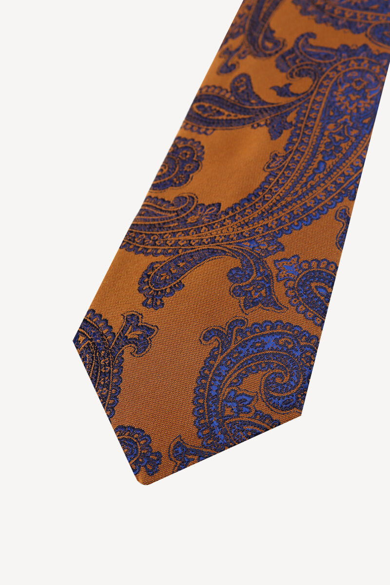 Erkek Lacivert Desenli Kravat Mendil Set - 2