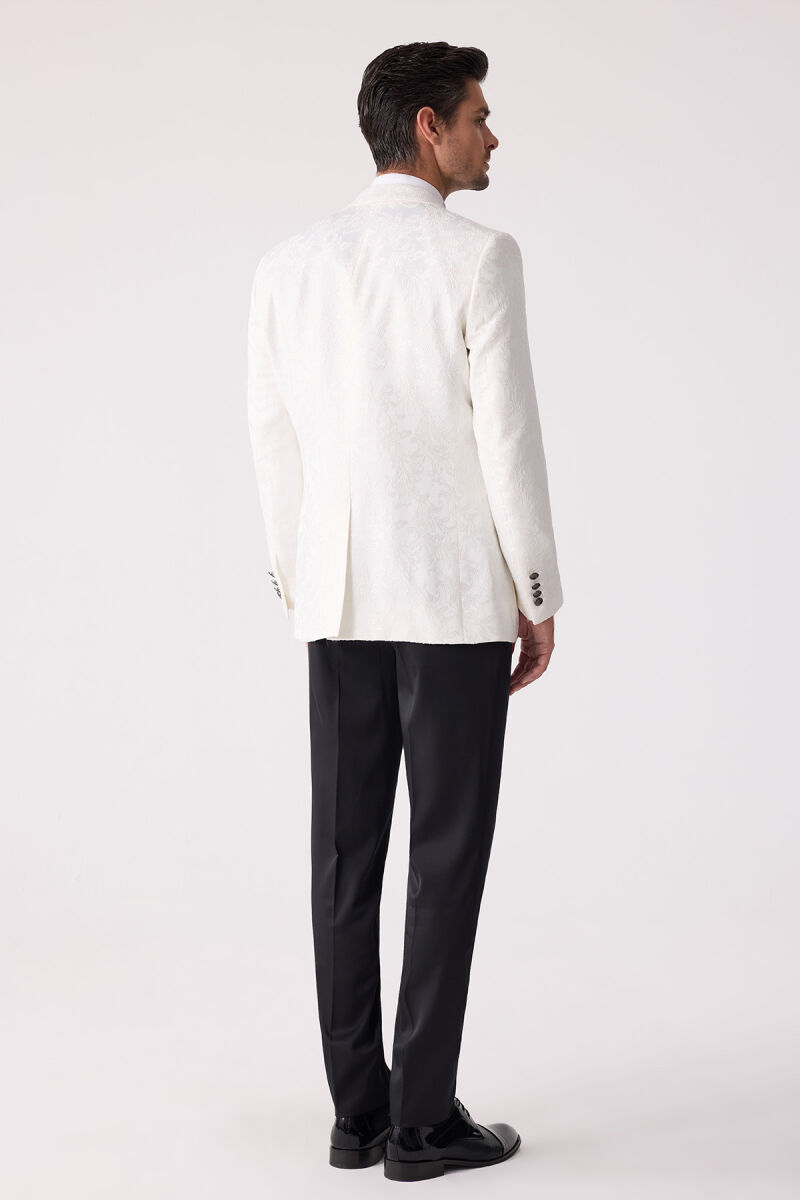 Erkek Ekru Silim Fit Desenli Damatlık - 12