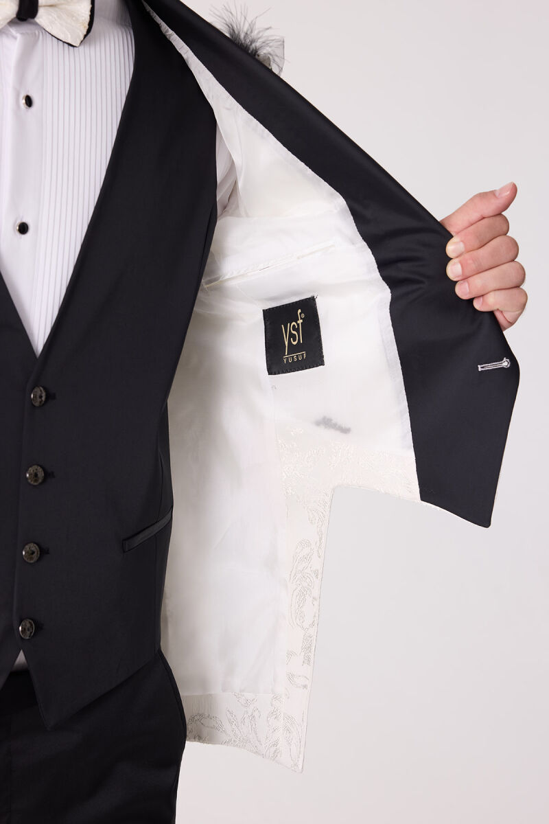 Erkek Ekru Silim Fit Desenli Damatlık - 9