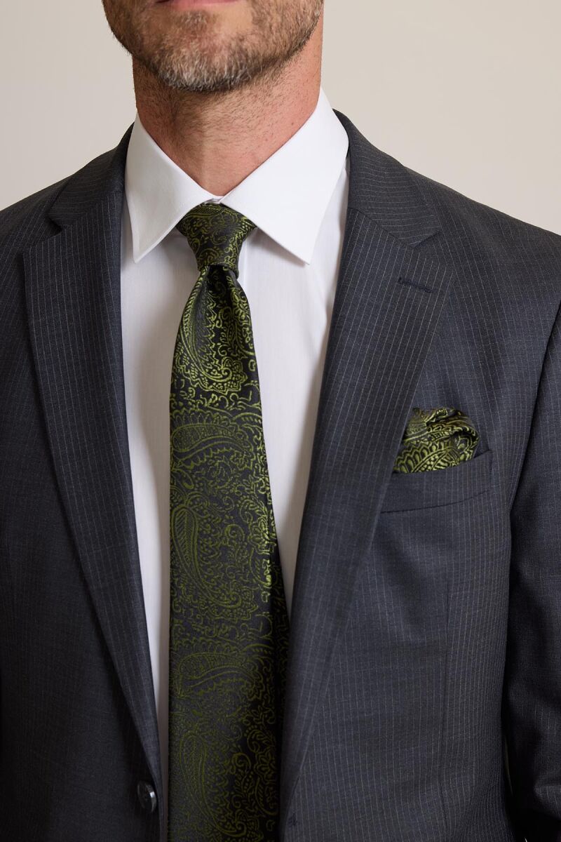 Erkek Füme Çizgili Regular Fit Takım Elbise - 5