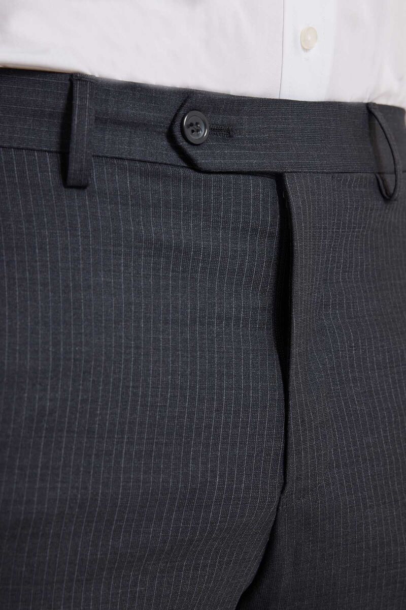 Erkek Füme Çizgili Regular Fit Takım Elbise - 6