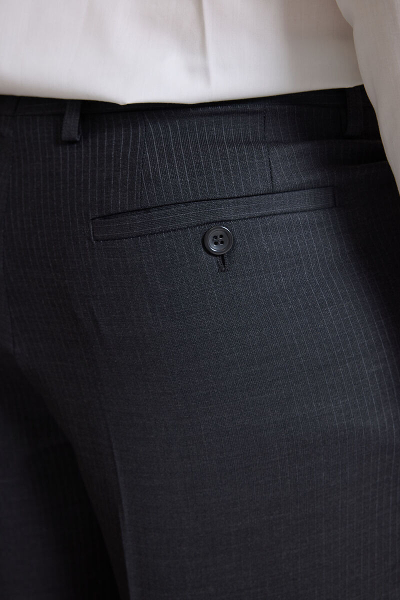 Erkek Füme Çizgili Regular Fit Takım Elbise - 7