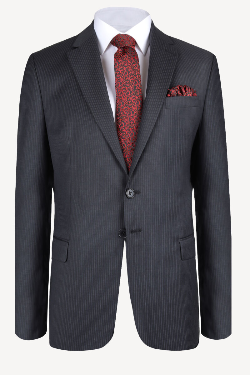 Erkek Füme Çizgili Regular Fit Takım Elbise - 2