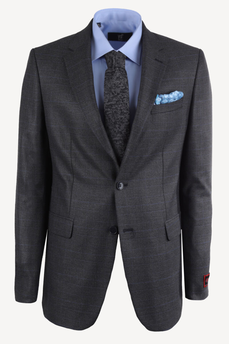Erkek Füme Kareli Regular Fit Takım Elbise - 2