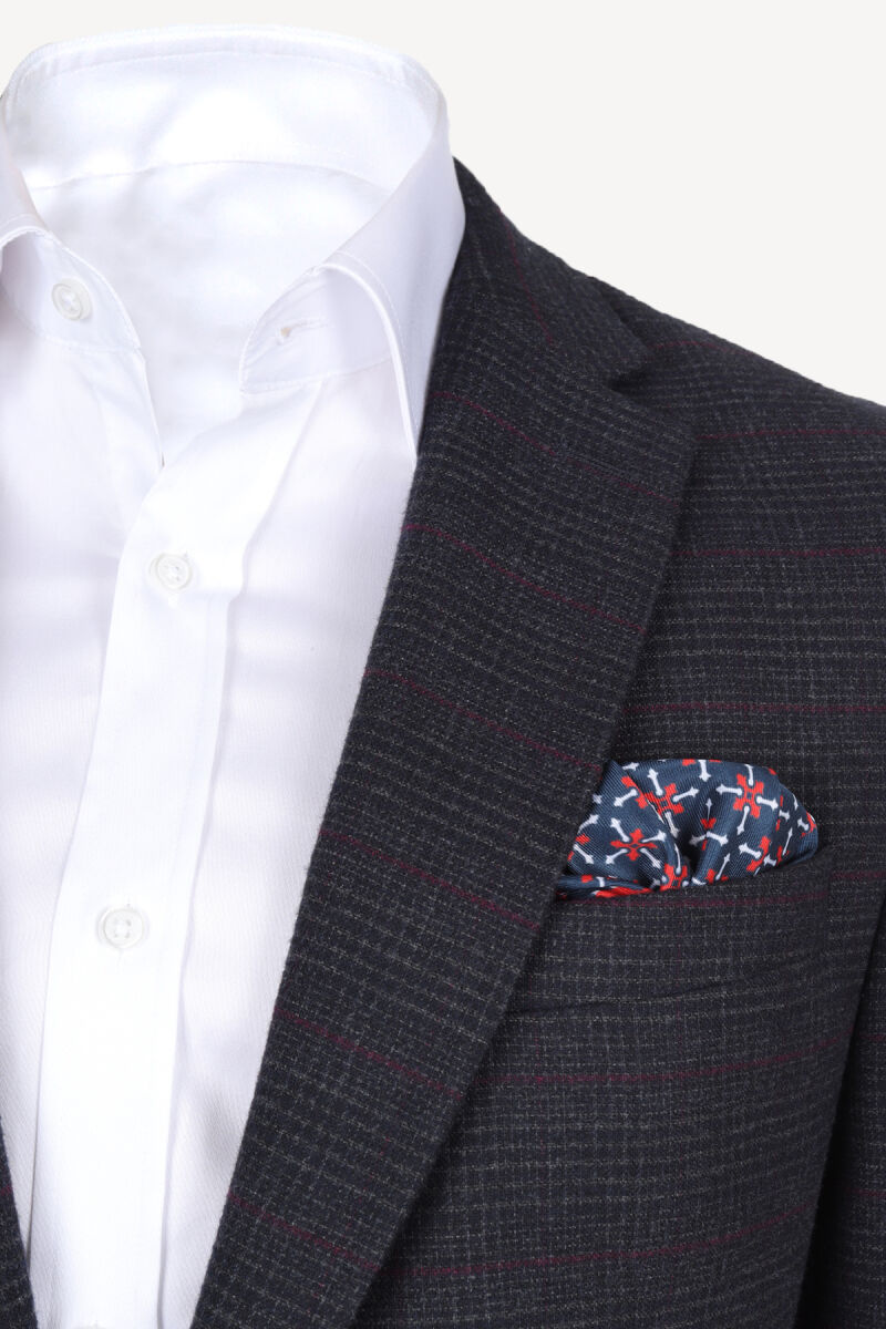 Erkek Füme Klasik Yünlü Desenli Spor Ceket - 2