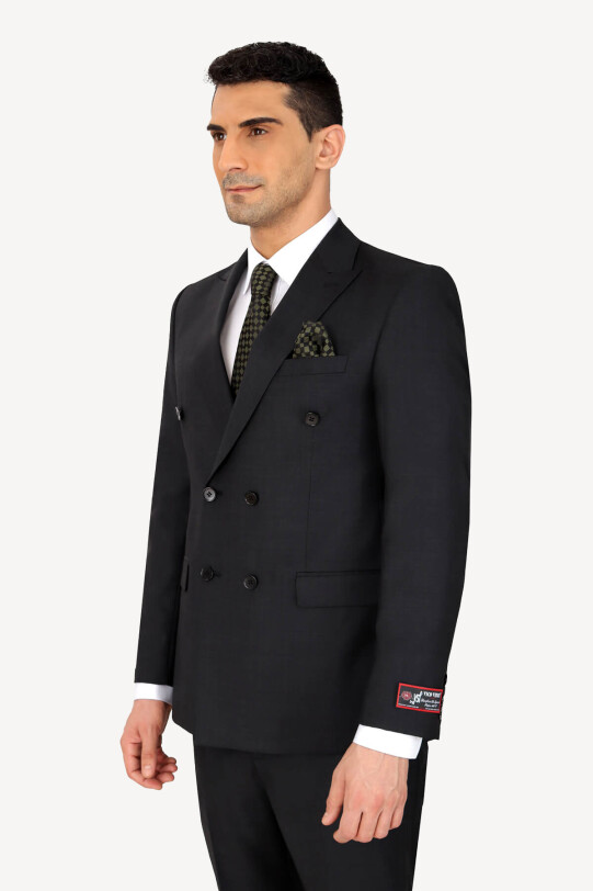 Erkek Füme Regular Fit Kruvaze Takım Elbise