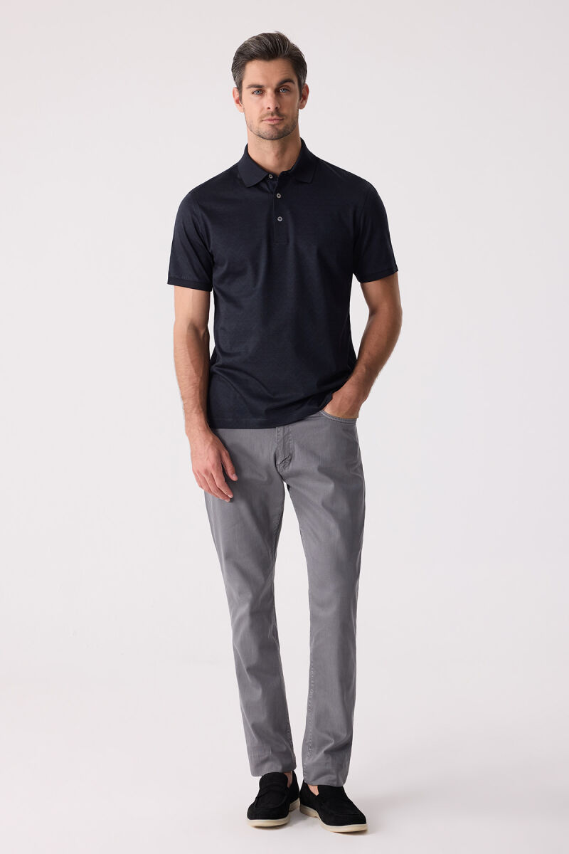 Erkek Füme Regular Fit Merserize Desenli Polo Yaka Tişört - 3