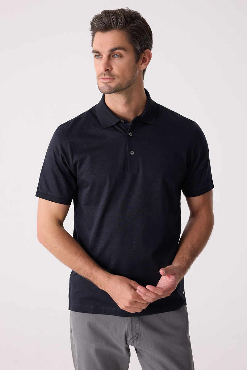 Erkek Füme Regular Fit Merserize Desenli Polo Yaka Tişört - 6