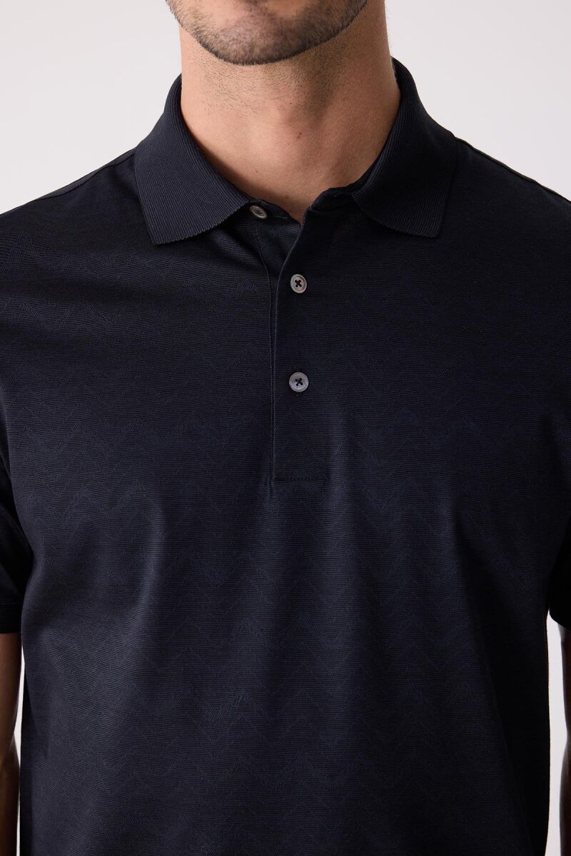 Erkek Füme Regular Fit Merserize Desenli Polo Yaka Tişört - 7