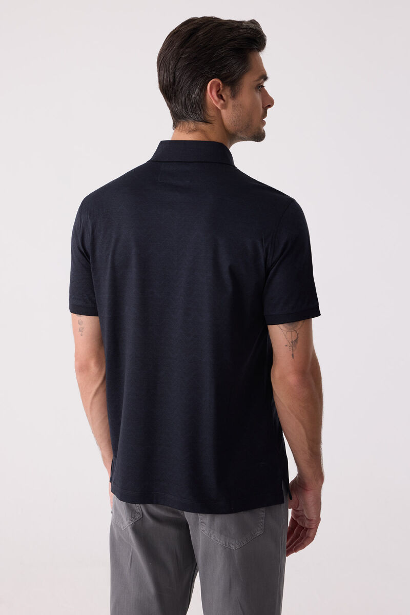 Erkek Füme Regular Fit Merserize Desenli Polo Yaka Tişört - 8