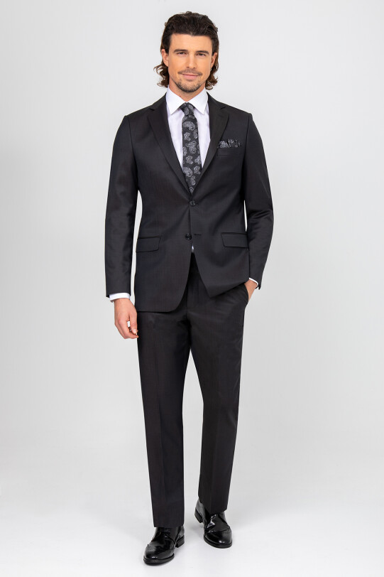 Erkek Füme Regular Fit Takım Elbise