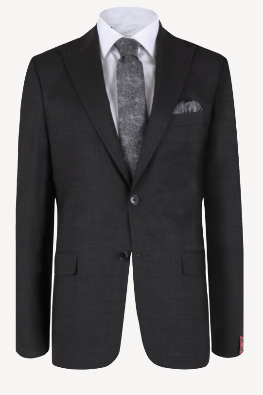 Erkek Füme Slim Fit Sivri Yaka Takım Elbise