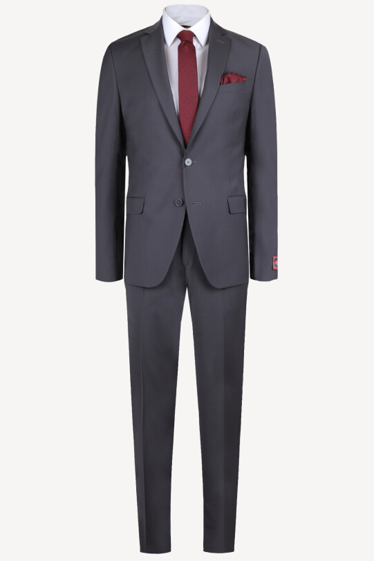 Erkek Füme Slim Fit Takım Elbise