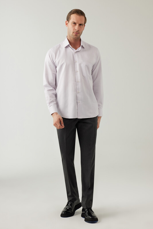 Erkek Gri Uzun Kol Klasik Gömlek