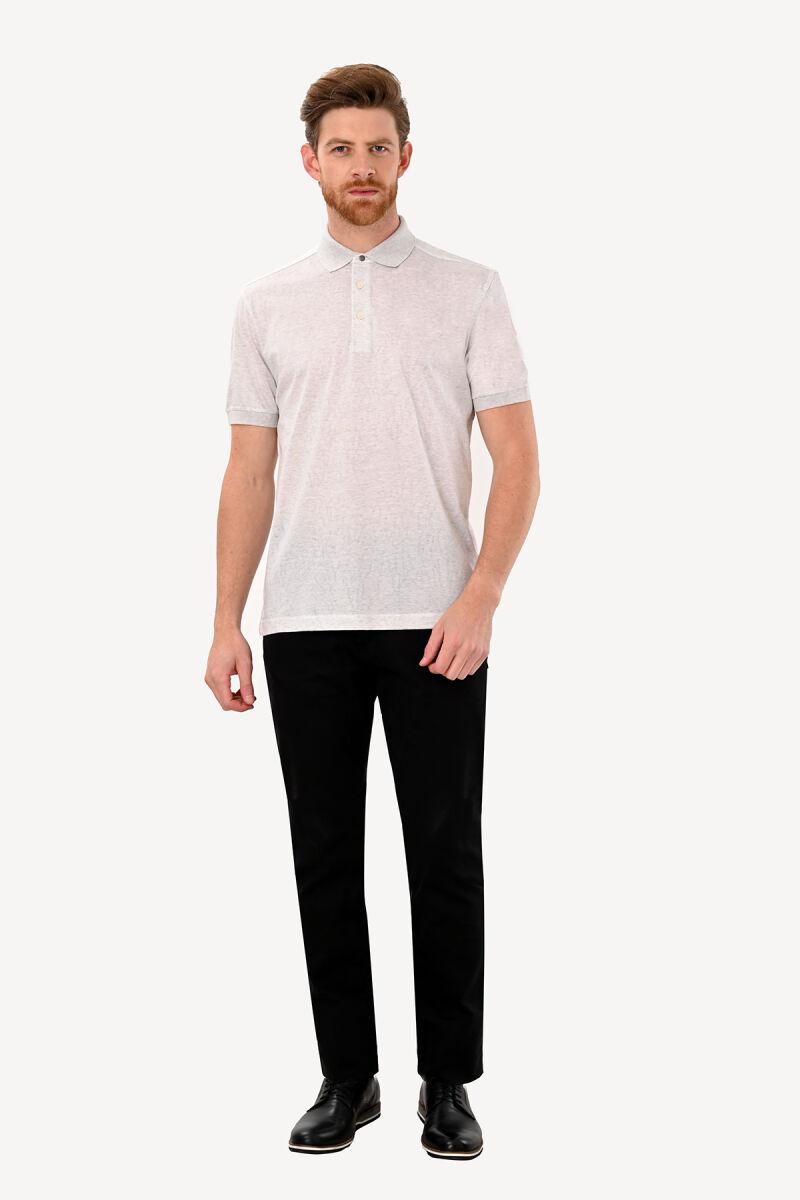 Erkek Gri Cotton Regular Fit Desenli Polo Yaka Tshirt - 1