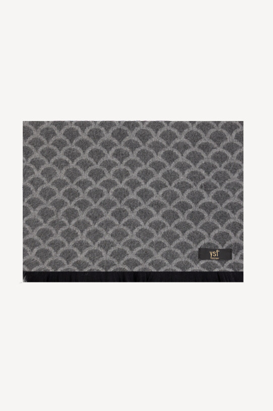 Erkek Gri Desenli Yünlü Kaşkol - YSF