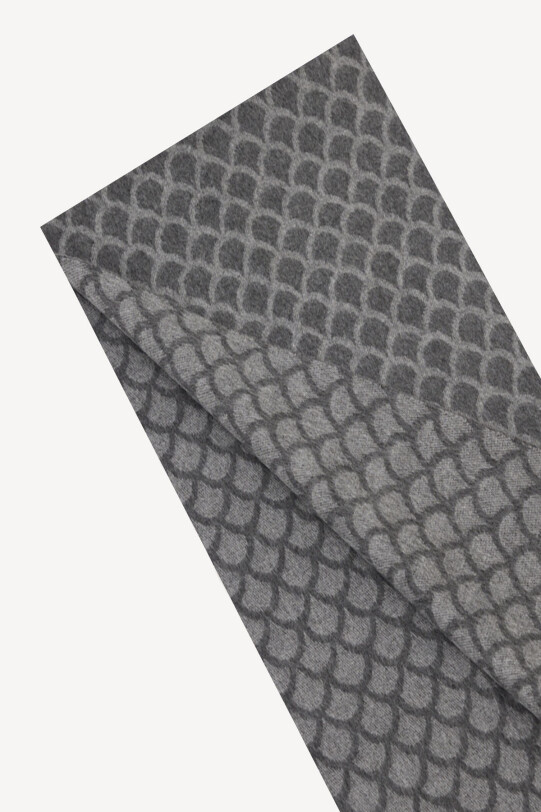 Erkek Gri Desenli Yünlü Kaşkol - YSF (1)